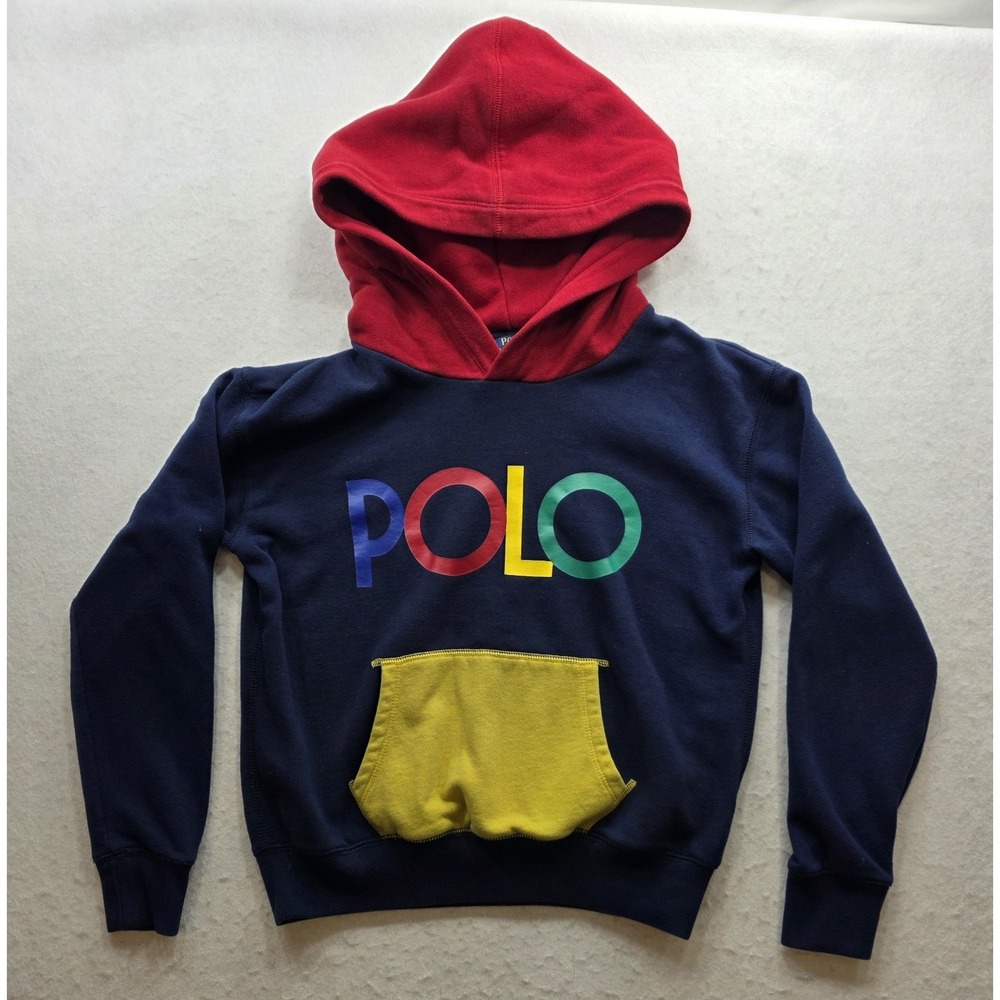 Polo Ralph Lauren Boy's Blue, Red, Yellow Pullover One Pocket Hoodie. Size XL 16 - Picture 2 of 8